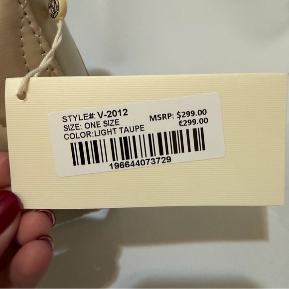 Valentino Orlandi Light Taupe Quilted Vegan Leather Hand Bag - NWT - Picture 3 of 14